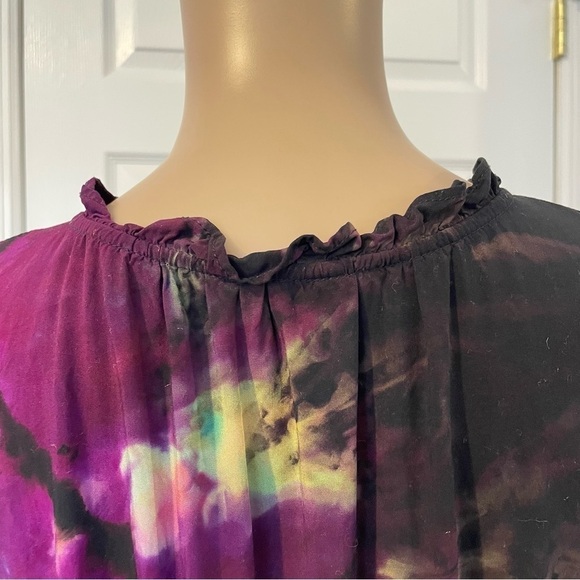 Handmade tie dye dress ruffle sleeveless lightning galaxy XXL purple - Picture 9 of 14